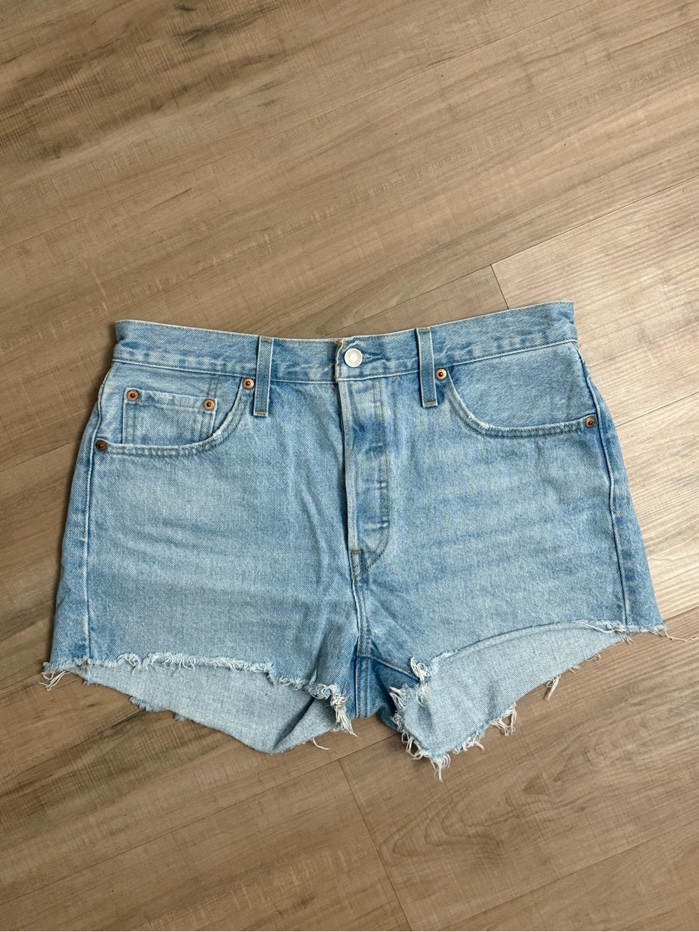 Levi's Like-New Light Blue High-Waist Denim Cutoff Shorts
